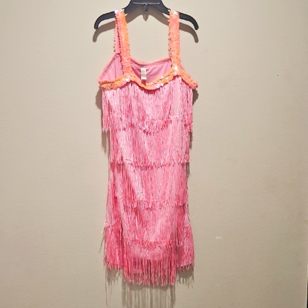 Pink Fringe Kids Costume size 10 -12